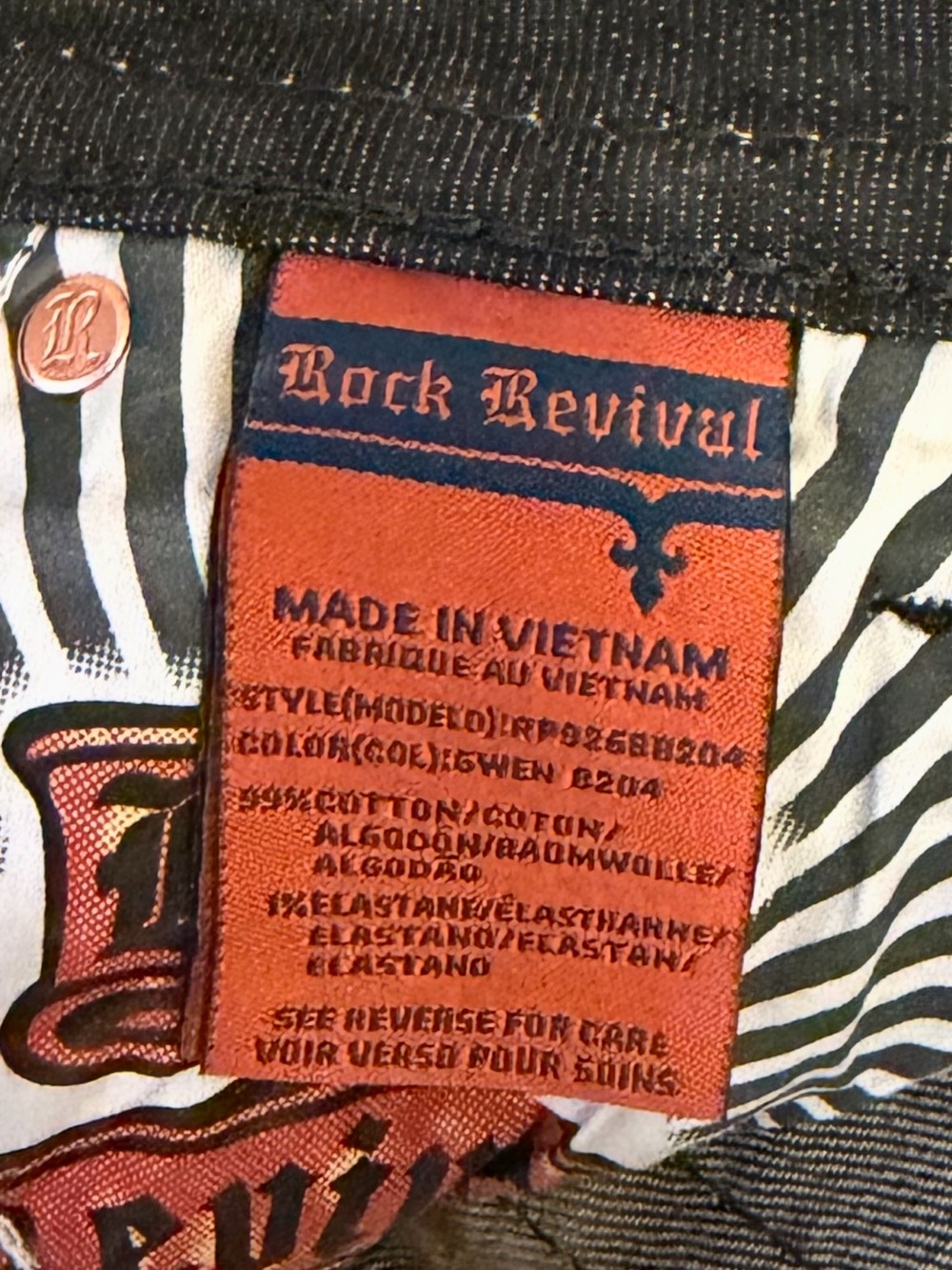 Rock Revival Black & Cream Acid-Wash Flare Jeans - Picture 3 of 4